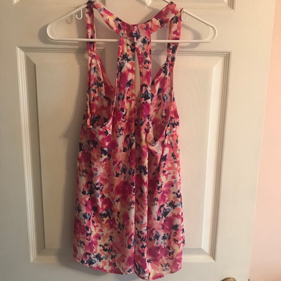 Colorful Floral Sleeveless Racerback Blouse - Picture 2 of 5